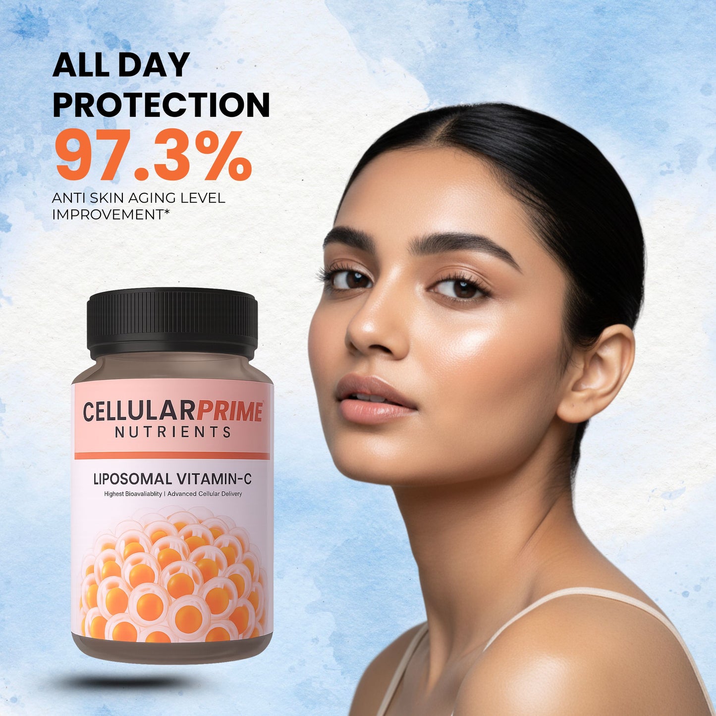 Liposomal Vitamin C 80 mg – Glowing Skin, Immune Support | 30 Capsules | Cellular Prime