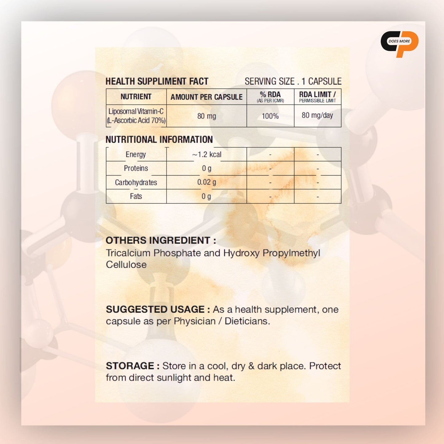 Liposomal Vitamin C 80 mg – Glowing Skin, Immune Support | 30 Capsules | Cellular Prime